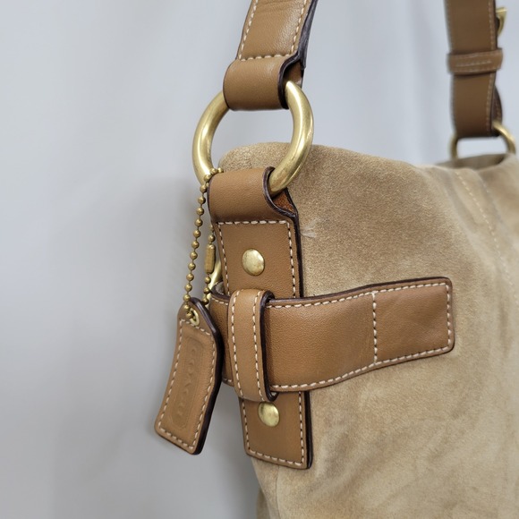 VTG Y2K Coach #3567 Small Camel Tan Suede Leather Buckle Accent Hobo - Picture 13 of 16